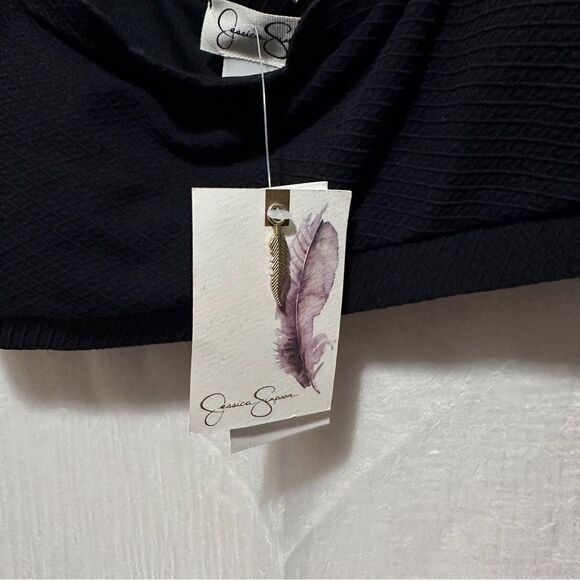 NWT Jessica Simpson Black Scalloped Bralette Bikini Top Square Neck Women XL - Picture 5 of 7